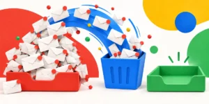 Googleカラーで大量の未読メールをまとめて整理するイメージ