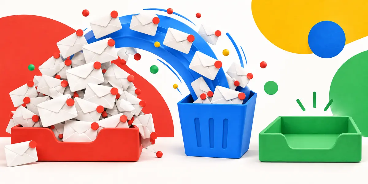 Googleカラーで大量の未読メールをまとめて整理するイメージ