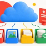 GoogleカラーでGoogle OneのストレージプランとGmail容量を表すイメージ