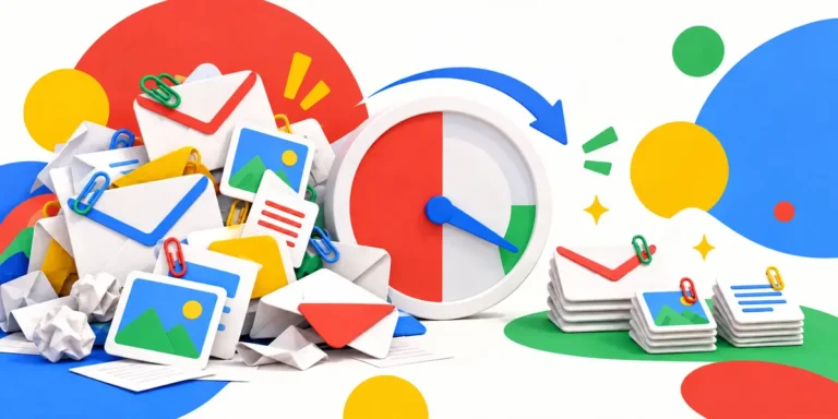 Googleカラーで添付ファイルを整理してGmailの空き容量を増やすイメージ