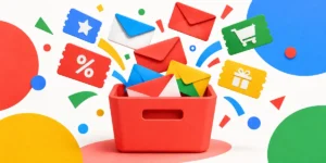 Googleカラーでプロモーションメールをまとめて整理するイメージ